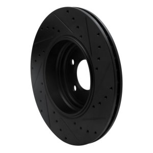 BMW 760LI Brake Rotor (1) - Rear Left - R1 Concepts - Drilled & Slotted - Black - `02-`05